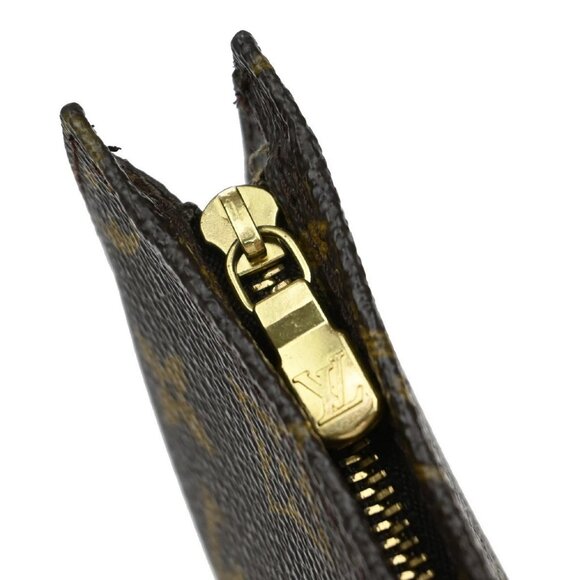 LOUIS VUITTON Logo BUCKET PM Pouch Bag Monogram Leather Brown France - Picture 8 of 13